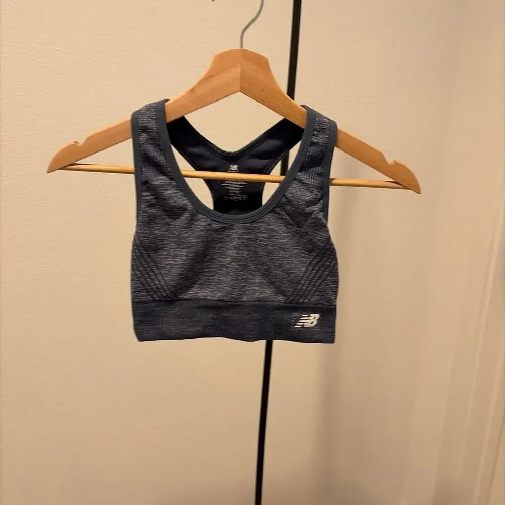 New Balance Women's Heathered Navy Blue Racerback Sports Bra Size Small